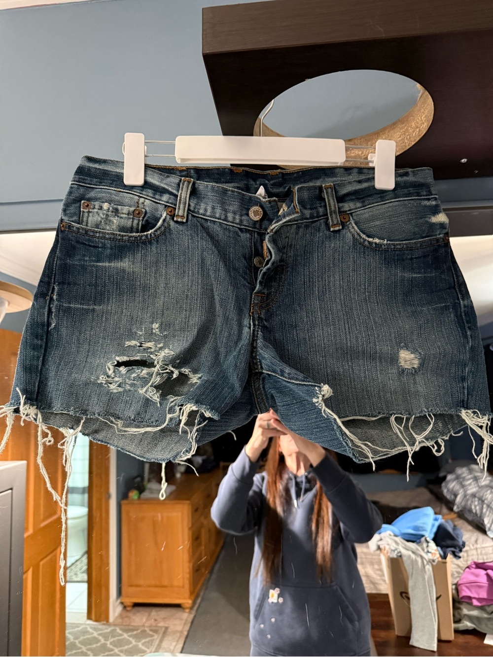 Lucky Brand Distressed Dark Blue Denim Cutoff Shorts